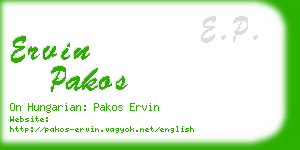 ervin pakos business card